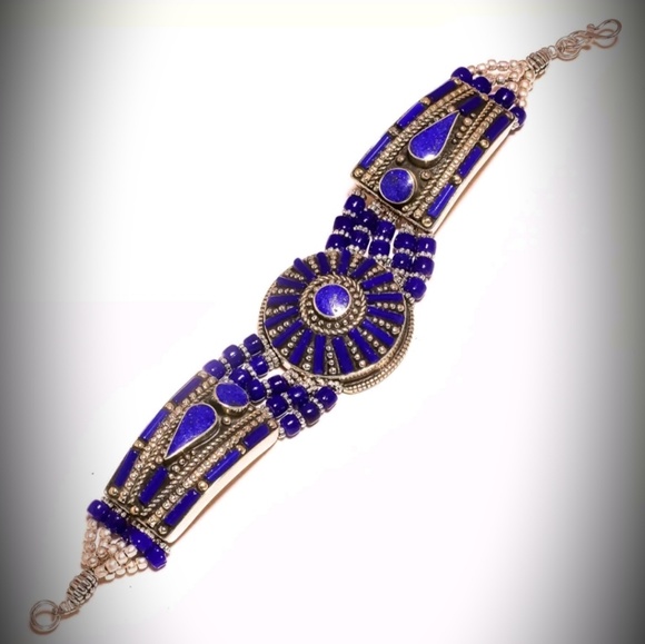Vintage 1960s Style Lapis Bracelet - Picture 2 of 2